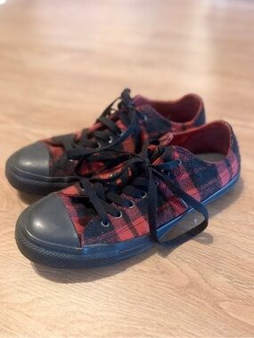 Rare Converse Red and Black Plaid Tartan Sneakers